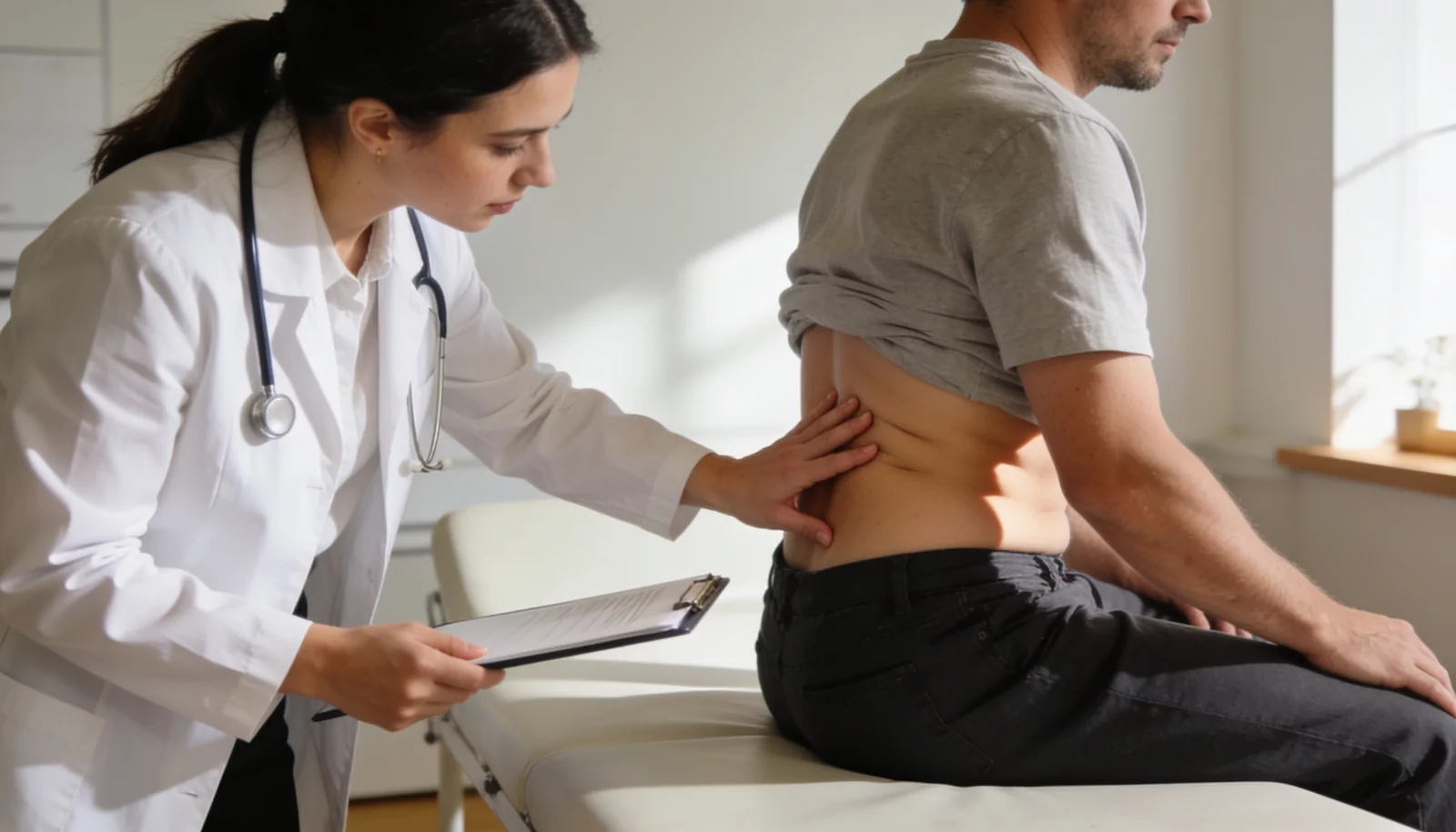 Examen medico de la zona lumbar y angulo costovertebral